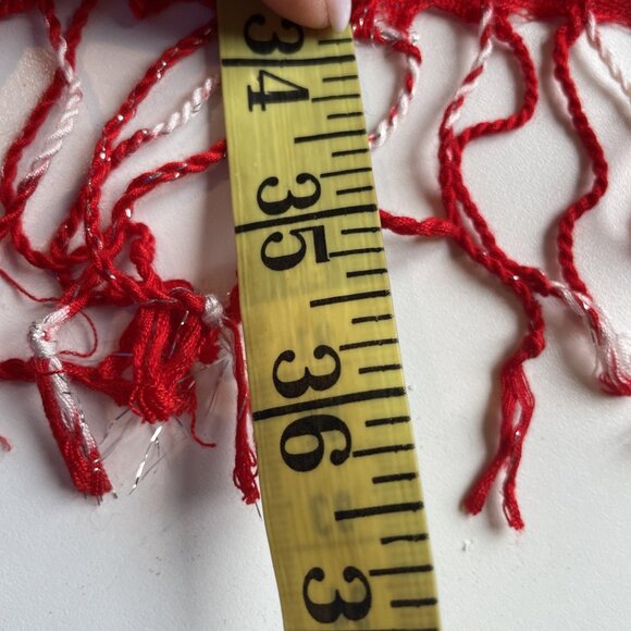 Pier 1 Imports Heart Print Scarf Red Metallic Rayon Drapey 20X72" Romance Love - Picture 6 of 7